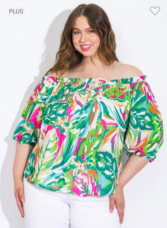 Blusa plus multicolor